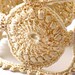 Crochet Bracelet Fiber Bracelet Irish Lace Cuff Medallion Fine Thread Bangle Beige
