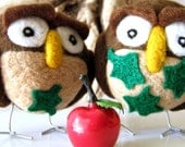Felted Adam and Eve - Wool Owls Couple - Needle Felted Hoots - Cake Toppers - Valentine - Anniversary