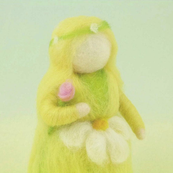 Lady Spring Wool Doll Needle Felted