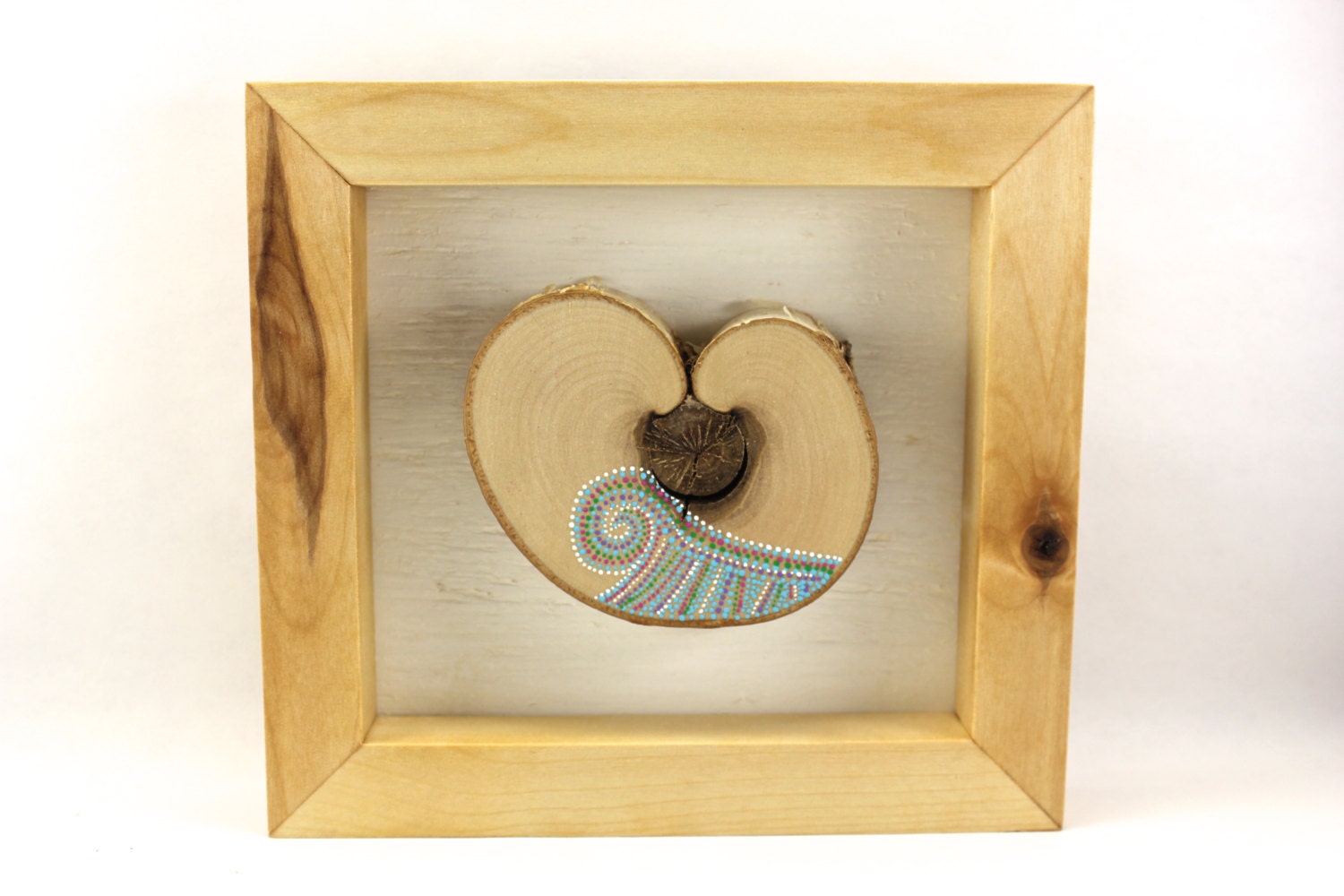 Wave  / Alaska Series / Framed painted birch heart by Amy Komar / ON SALE