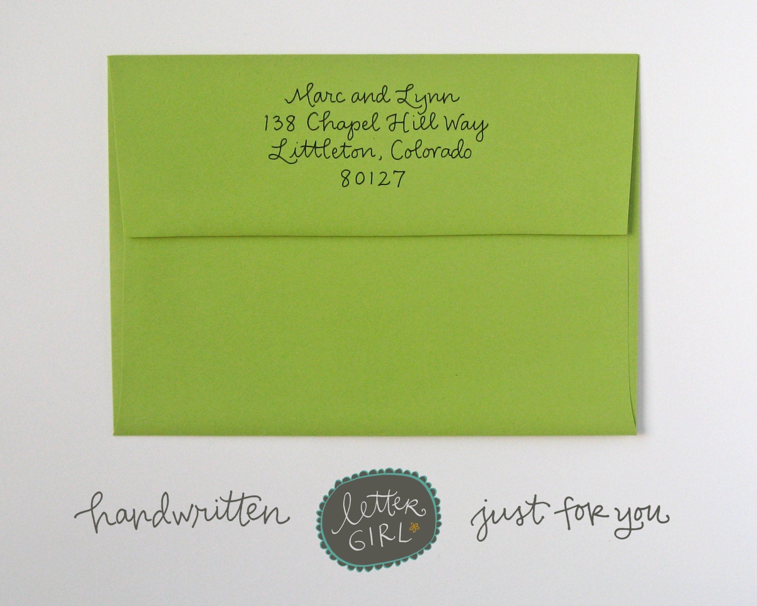 Handwritten Script Address Stamp: your choice of self-inking or red rubber