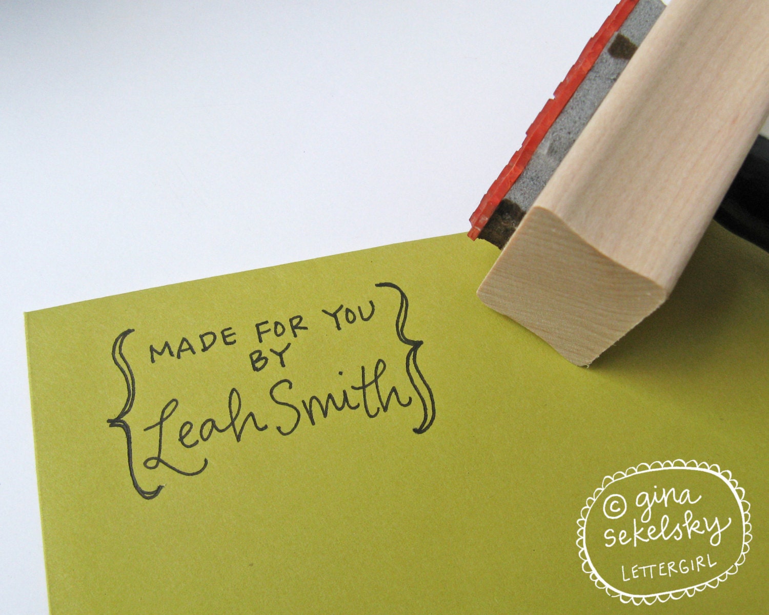 Bracket Handwritten Art Stamp in red rubber