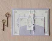 Vintage Wedding Invitations, storybook invitation, elegant tea party, vintage, victorian, bakers twine and tag