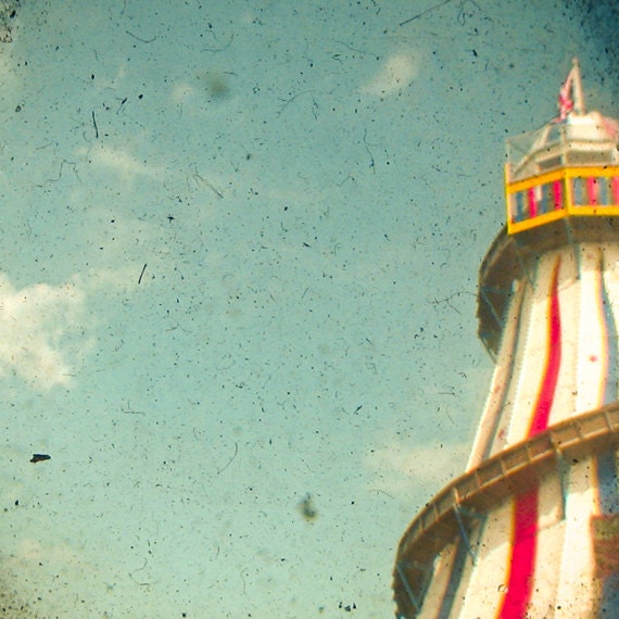 Slide - Carnival art, funfair photograph, ttv, red, white and blue, minimalist art, nursery art, childrens room art 8x8 Print