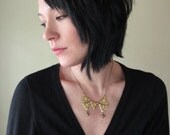 Golden Geometrics Necklace - Triangles, Diamonds - Bib Necklace - Modern Statement Piece - Gift Box