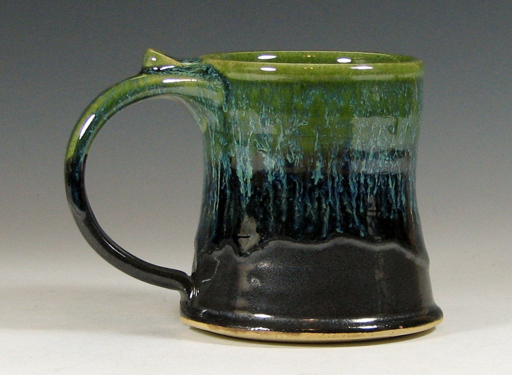 Small cup, coffee mug, ceramic, teacup, glazed in gray green,  handmade stoneware by hughes pottery