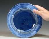 Ceramic plate small, salad dish, side plate, dessert, glazed in sapphire blue, handmade stoneware by hughes pottery handmade