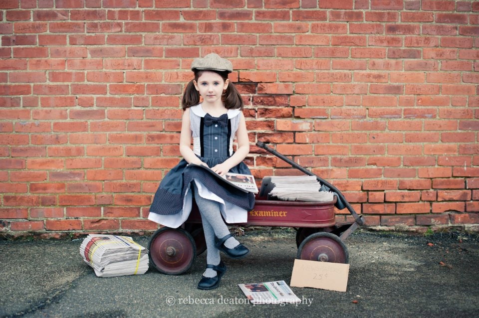 Limited Edition Girls Vintage Menswear KATE Dress... Sizes 12/18M through 14