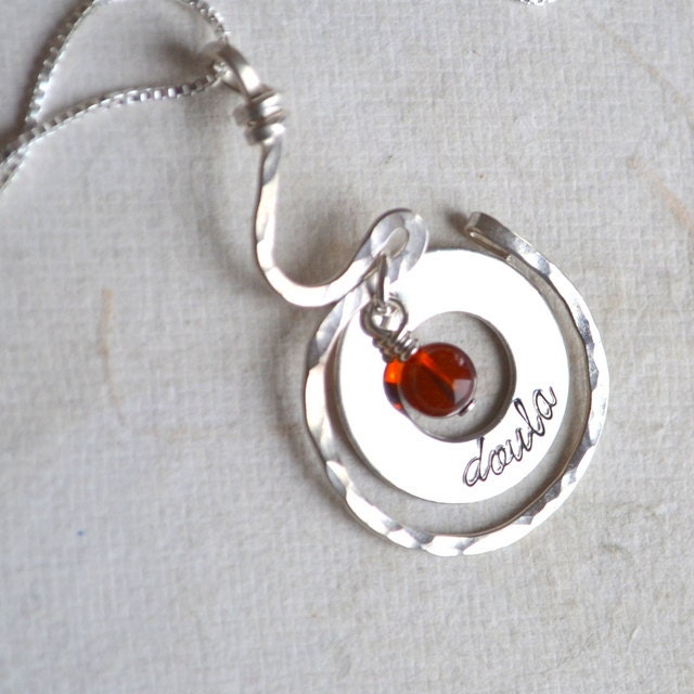Doula Sterling Silver Necklace Amber
