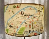 Paris map paper lamp shade, funky tourist map