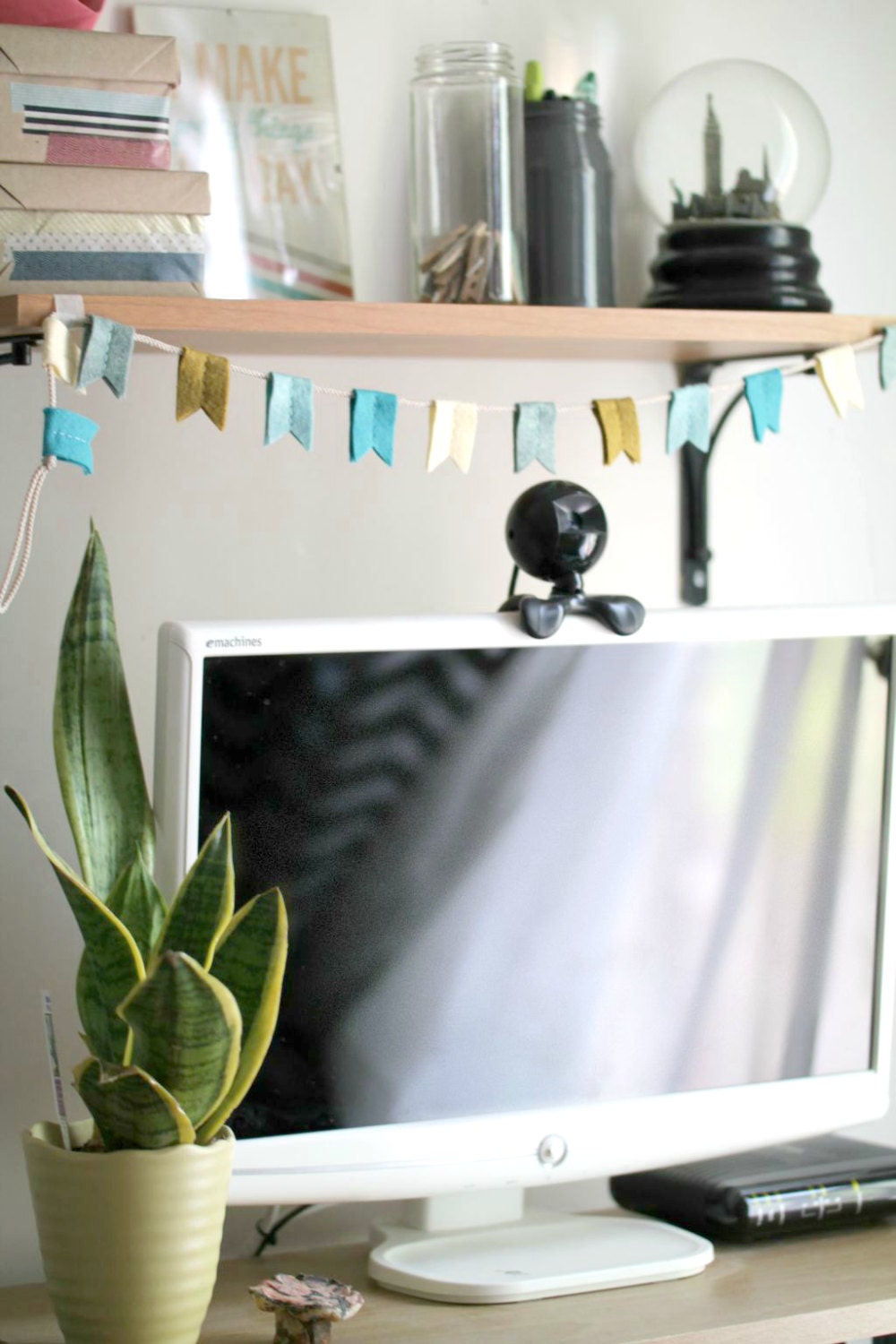 Felt Flag Bunting // Blue and Bronze // Nursery or Office Decor // Hand Stitched Garland by OrdinaryMommy on Etsy