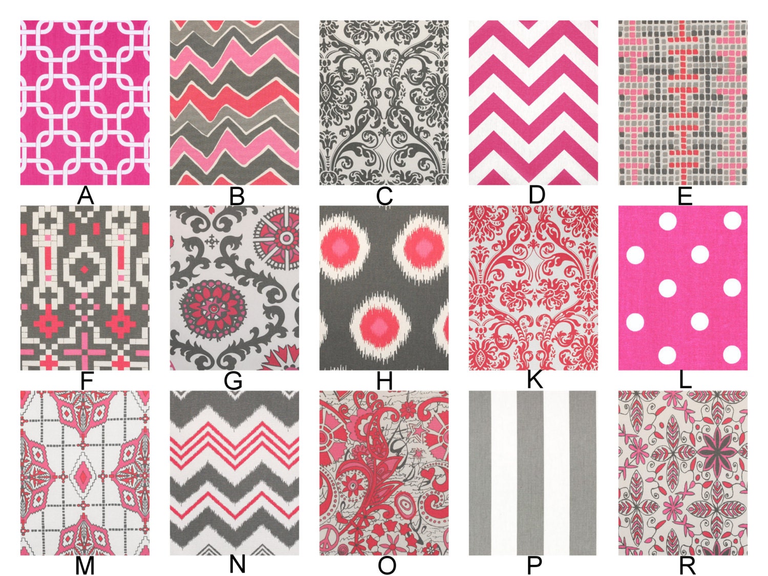 Custom Crib Baby Bedding YOU DESIGN - Flamingo in Bright Pink and Gray