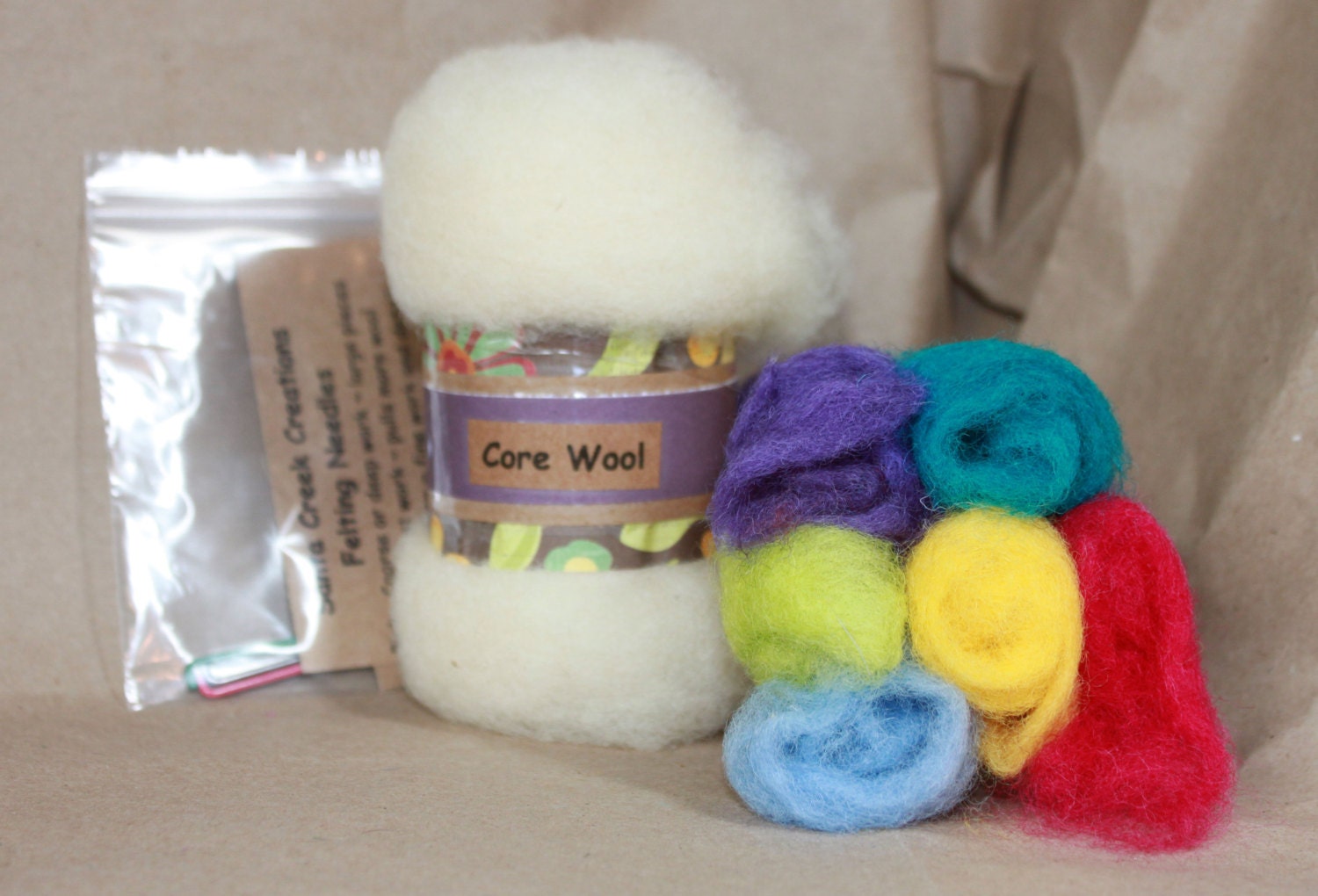 Needlefelting kit - DIY - felting needles - felting wool - waldorf kit - home decor - dollmaking supplies - wool supplies