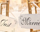 Just Married Wedding signs set 12x6 FREE set MR and MRS champagne tags