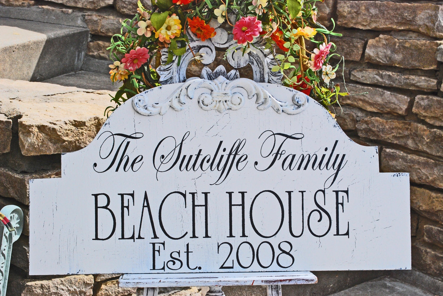 BEACH House Sign, LAKE House Sign, CABIN Sign Personalized Family Sign 12x24