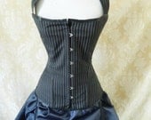 Clearance Sale Alessa pinstripe steampunk detachable strap corset, ready to ship-to fit natural 36-38 inch waist