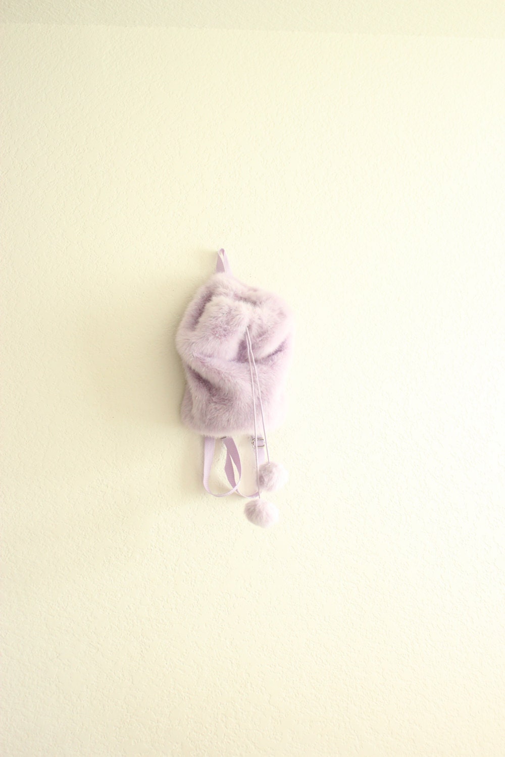 90s fuzzy pastel purple backpack