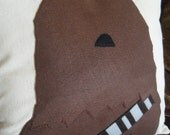 Pop Culture Minimalist Likeness of Chewbacca Star Wars Felt Applique Pillow Cover 16 x 16 inches Modern  Geek