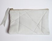 clutch, grafic pouch, ultrasuede in ivory