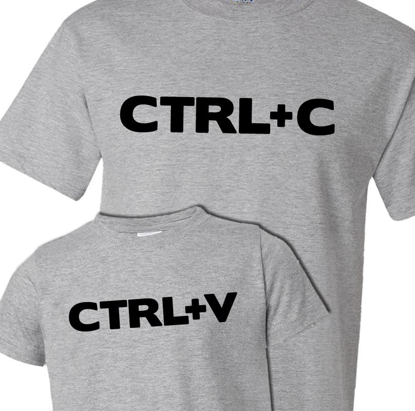 Matching funny take on ctrl c and ctrl v copy paste dad / kid t-shirts or onesie gift set