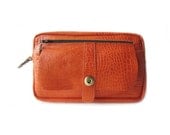 leather hip bag orange croco leather clutch