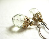 Mint earrings dangle bronze glass brass spring fashion