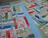 Bright modern lap bed crib toddler quilt in "Wrenly" fabric by Valori Wells birds flowers twin girls gift sister quilts