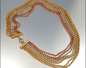 Ball Bead Chain Art Deco Necklace Multistrand Silver Copper Brass Art Deco Jewelry Vintage 1930s