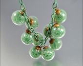 RESERVED Celluloid Charm Art Deco Necklace Glass Ball Fringe Bib Brass Art Deco Jewelry Vintage 1930s
