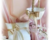 Wedding Pillow Basket, Wedding Ring Pillow, Wedding Flower Girl Basket, wedding accessories Champagne Tan ceremony decor