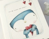 Greeting Card, bird, love, valentine's, anniversary, blue, hearts, Let me count the ways