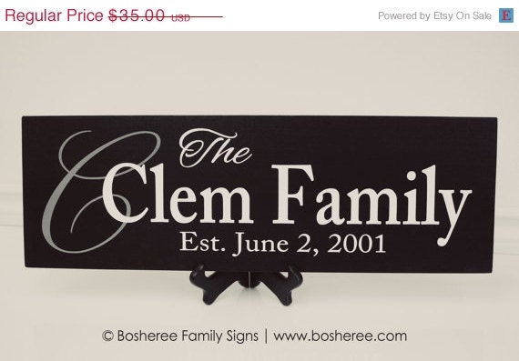 ON SALE Personalized Family Name Sign with Monogram Painted custom Wood Sign -Wedding or Engagement Gift Idea - ETS-161