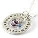 Love Circle hand stamped and personalized sterling silver necklace with channel set swarovski crystals (American Typewriter font)