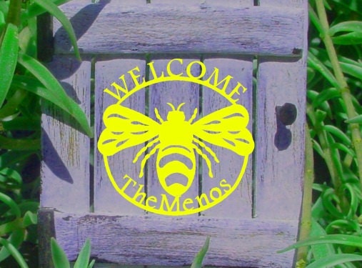 Custom Welcome Bumble Bee Metal Wall Art g