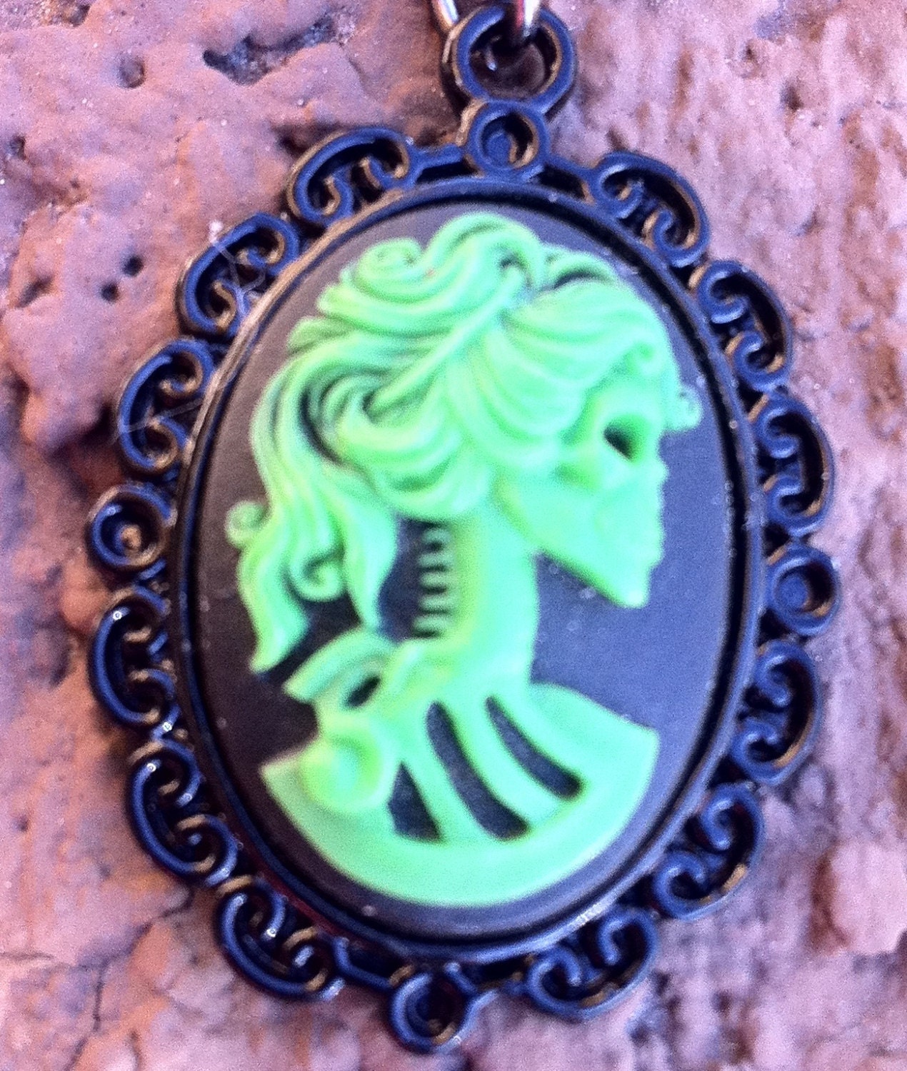 18' skeleton girl cabochon necklace