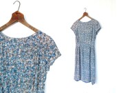 Vintage 50s Dress / 1950s Floral Dress / Dogwood Abstract / XS