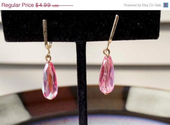 On Sale Vintage Gold Pink screw back earrings