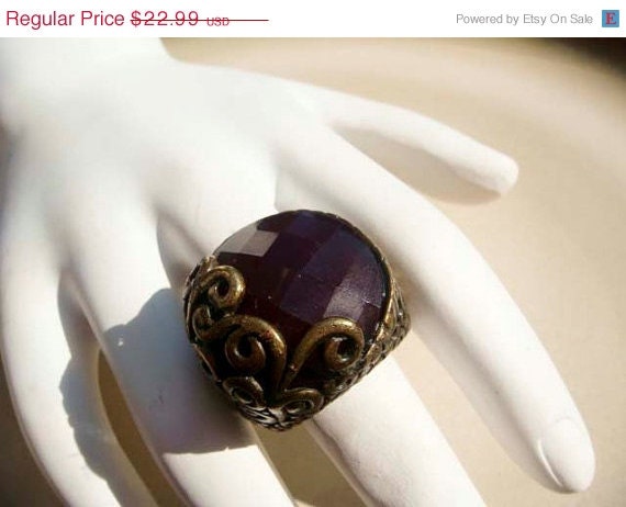 Summer Sale Vintage Victorian style large Red Carnelian ring size 5