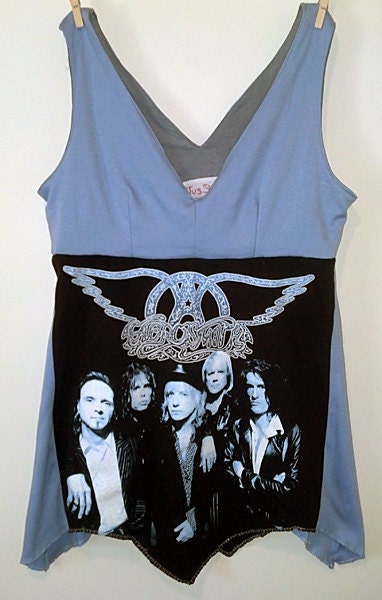 Upcycled Aerosmith womens top 6 bust 34
