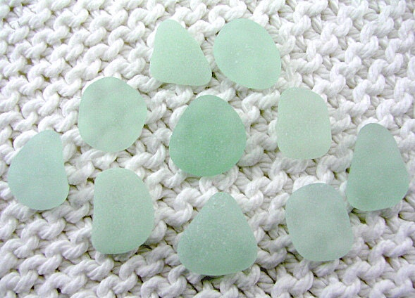 10 Seafoam Blue Green Charm Size Seaglass Gems (SG1199)  Mediterranean Sea Glass