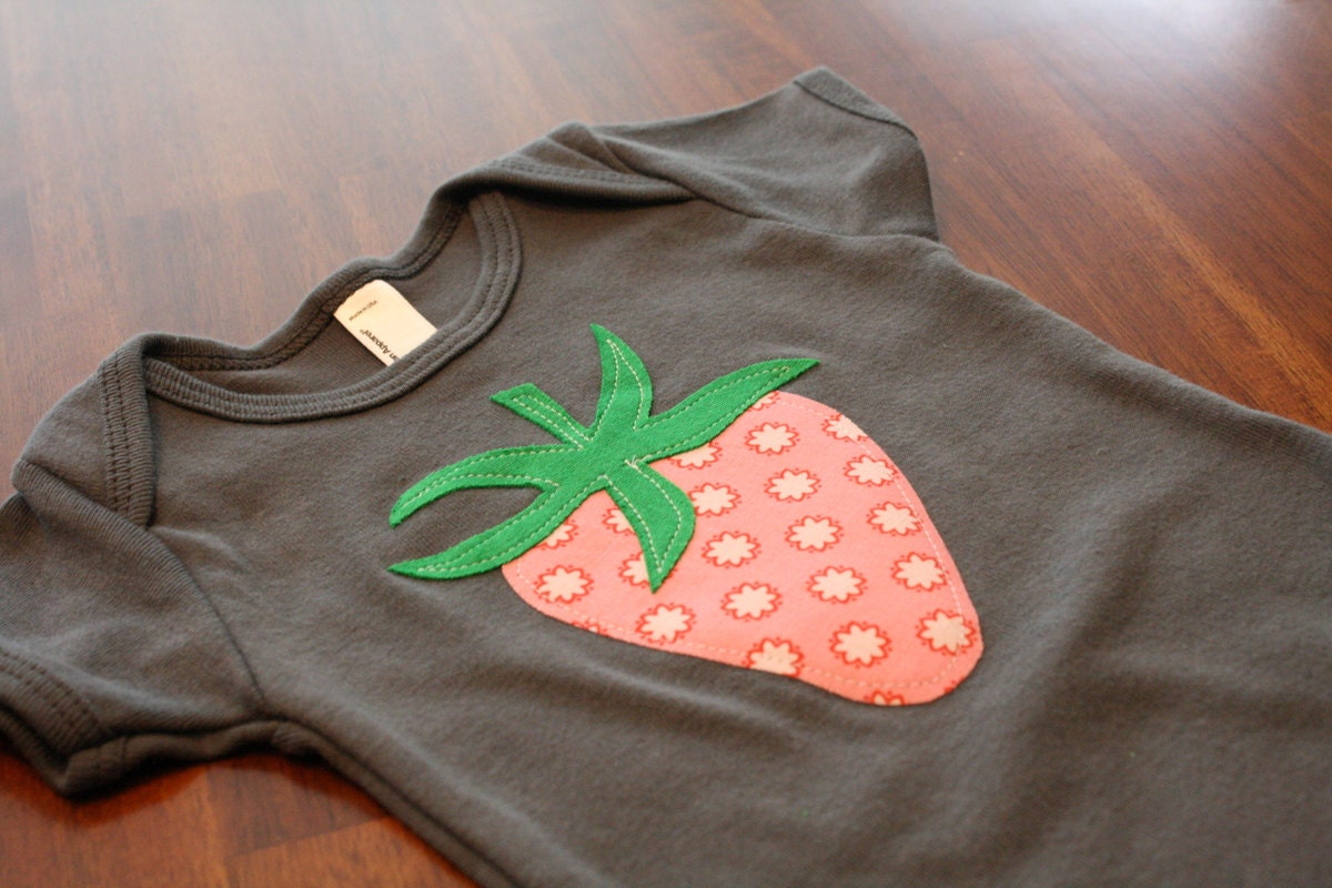 Farmers Market Vegetables Strawberry Asphalt Grey Onesie - READY TO SHIP