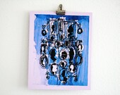 Southern Gothic Cameos silkscreen print: black and blue on violet (8x10")