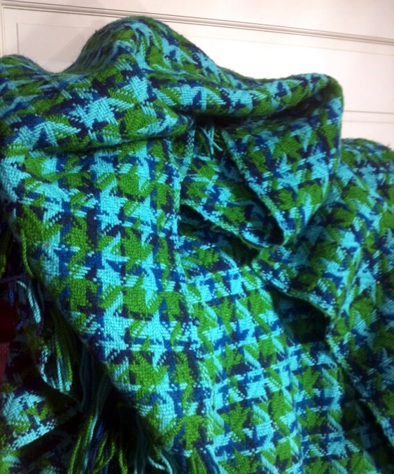 Vintage Pendleton Pure Wool Blanket (Turquoise, Celadon, Royal Blue)