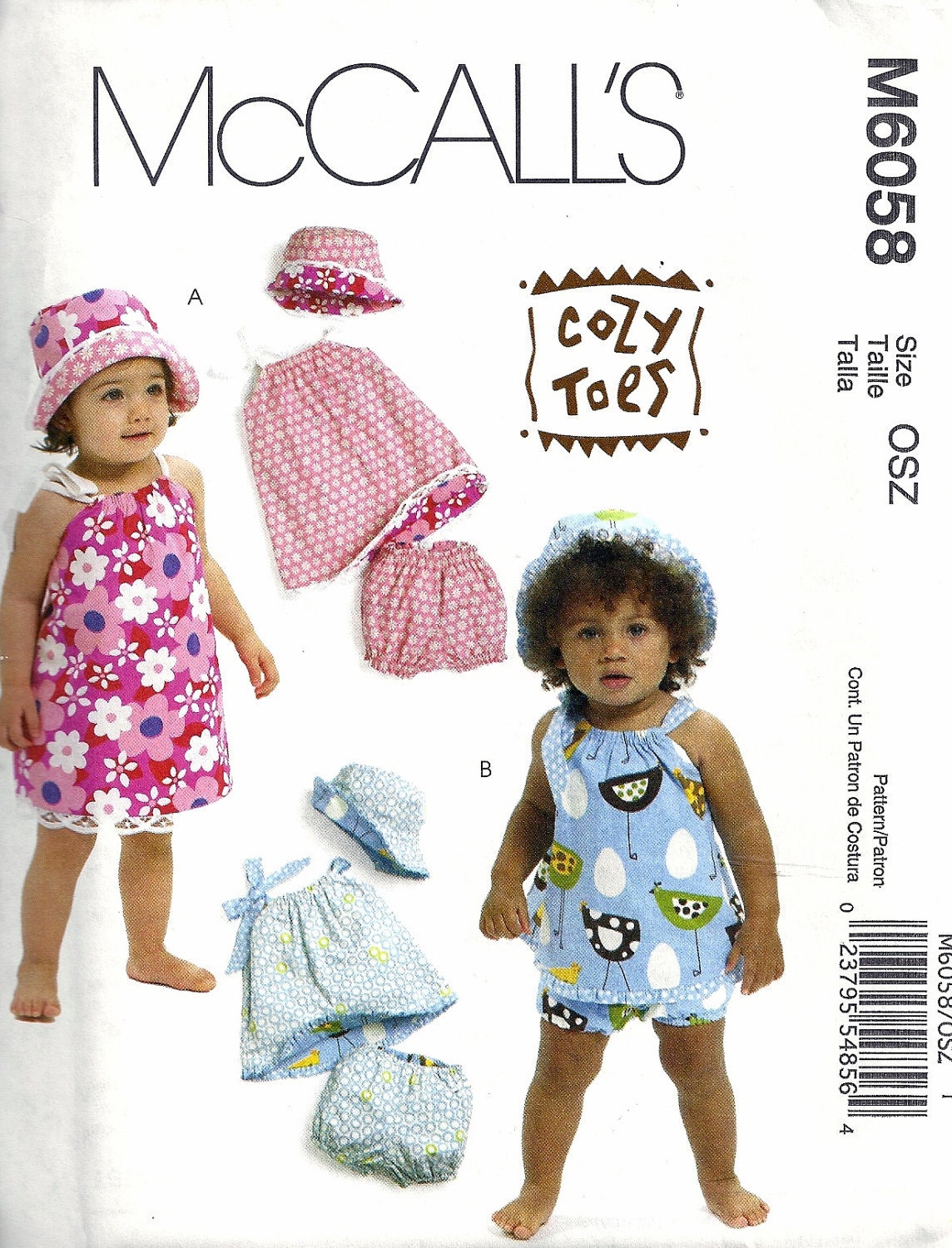 McCall's Pattern M6058 Infants' Reversible Dresses, Panties and Hat