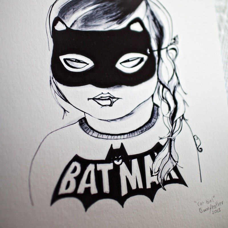 Cat Girl - Art Print - A4 Size