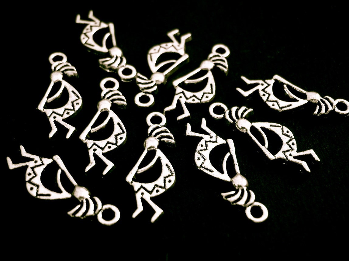 Kokopelli Charms Antiqued Silver 10