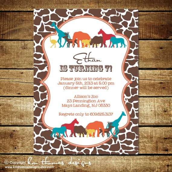 ZOO ANIMALS...Custom Printable Photo Birthday Invitation...by KM Thomas Designs Il_570xn