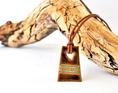 Geometric Stripe Pendant necklace in Brown and Green - ceramic stoneWEAR charm jewelry