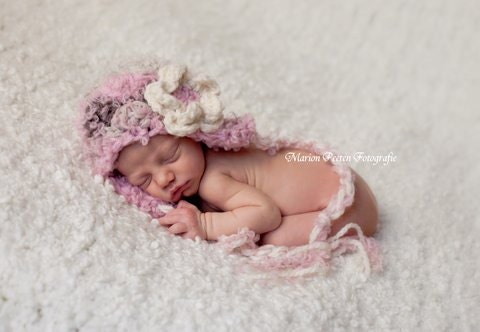 Children Hat Crochet Children Hat Toddler Girl Hat with Flower in Beige Mocha and Pink Colors READY TO SHIP