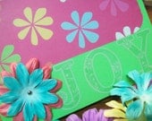 Greeting Card with Flowers - Birthday Card - Get Well Card - Thinking of You Card - JOY - Any Occasion Card - Handmade Cards